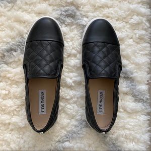 Steven Madden Black Quilted Slip-ons